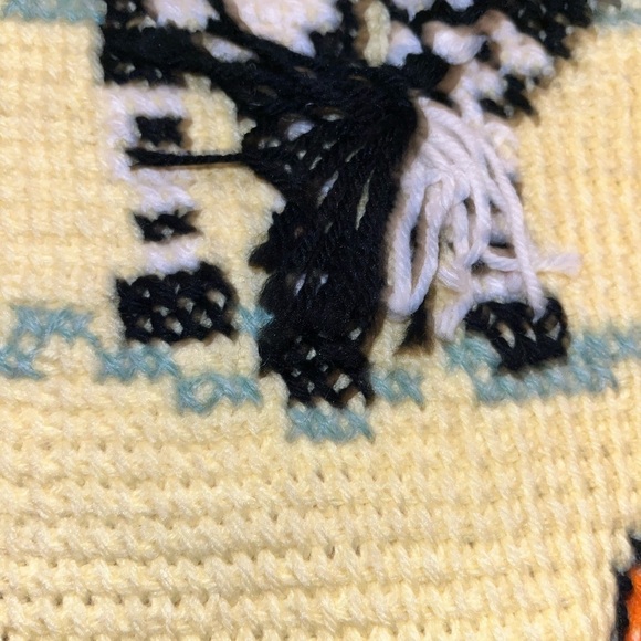 Handmade Afghan Crocheted 80s Animals Zoo Blanket Unique Fringe 53X34.5” Safari - Picture 14 of 16